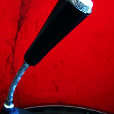 Vintage RARE 1960's RCA SK-30 dynamic microphone dark blue Low Z w Atlas stand & cable image 3