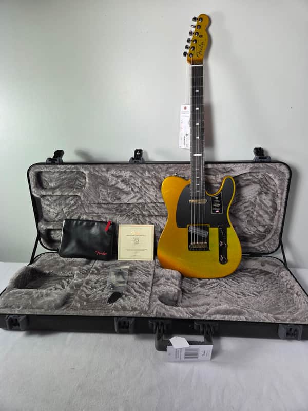 Fender 75th Anniversary American Ultra II Telecaster Liquid Gold W/Case image 1