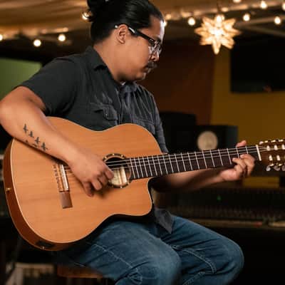 Ortega RCE131 Family Series Pro Solid Cedar Top Mahogany Neck Cutaway Nylon 6-String Classical Acoustic-Electric Guitar w/Gig Bag image 17