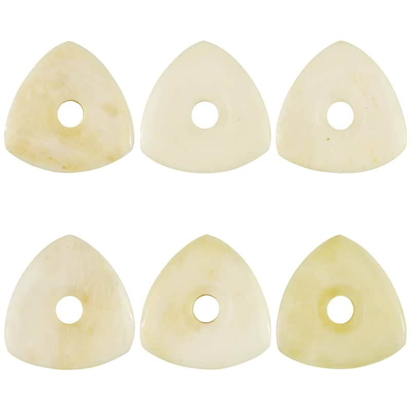 Camel Bone Guitar Or Bass Pick - 4.0 mm Ultra Heavy Gauge - 346 Contoured Triangle With Grip Hole Shape - Natural Finish Handmade Specialty Exotic Plectrum - 6 Pack image 1