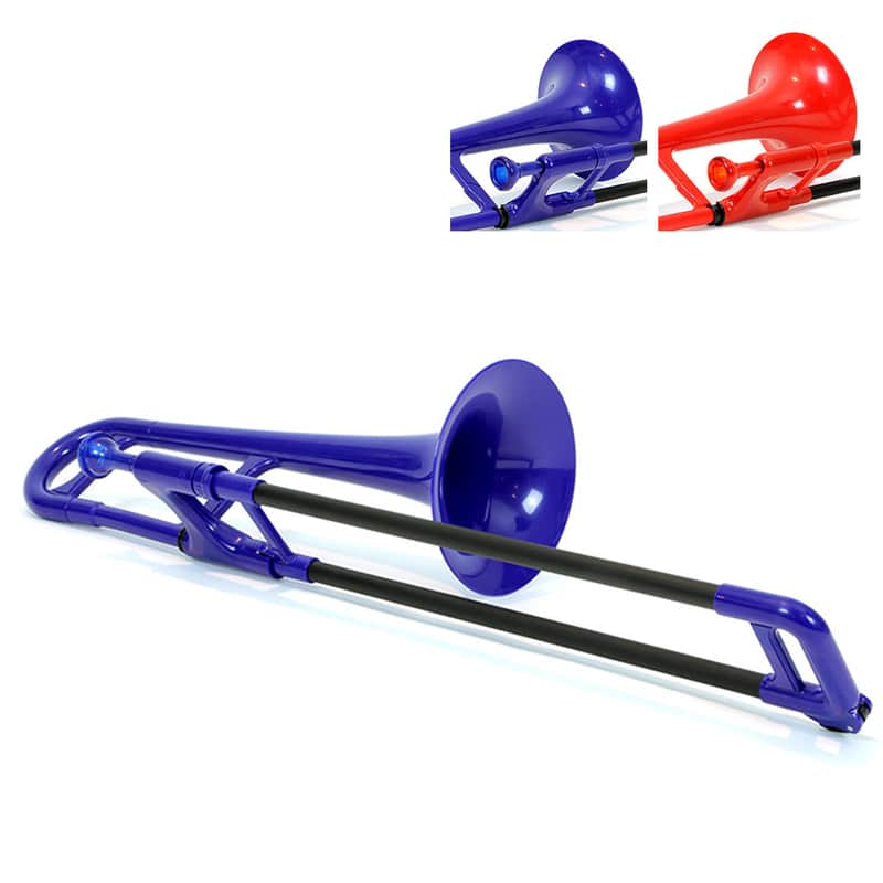 OB pInstrument pBone mini Plastic Trombone, Comfortable Ergonomic Grip,  Blue image 1