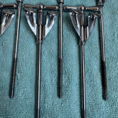Ludwig Lot of 8 Bowtie Clubdate Pre Serial Bass Drum Tension Rods + Claws 7” 60s - Chrome image 9