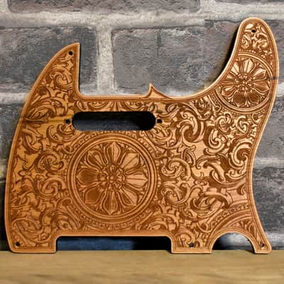 Handcrafted Cherrywood Pickguard for Fender Telecaster – Laser-Engraved Unique Design image 1