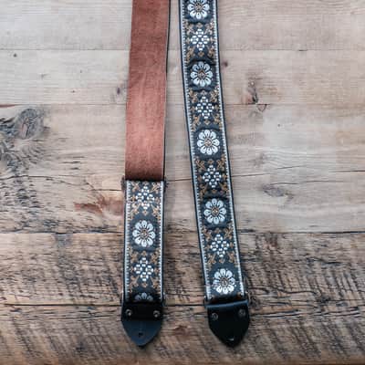 Vintage Floral 60s/70s Hippie Guitar Strap / Real Suede Backing / Handmade in the UK image 2