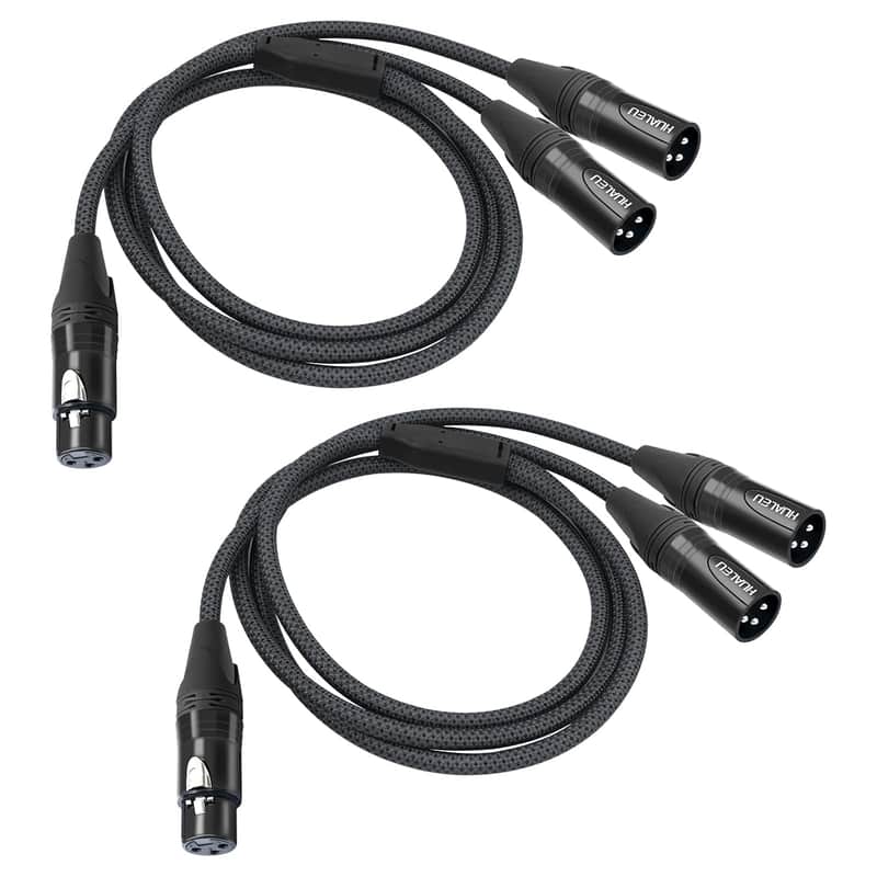 2Pack XLR Female to Dual XLR Male Y Splitter Cable, Female XLR to 2 Male XLR Y Cable,XLR Splitter 1 Female to 2 Male for Micphone Mixer Amplifier- 3.3Feet image 1