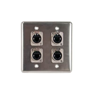 4 OSP Q-4-4E Quad Wall Plate w/ 4 Tactical Ethernet RJ45 Pass-through Connectors image 2