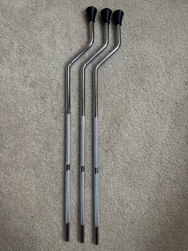 Unknown Set of 3 Floor Tom Drum Legs with Rubber Tips - 18 1/2” x 10.5mm - Chrome image 1