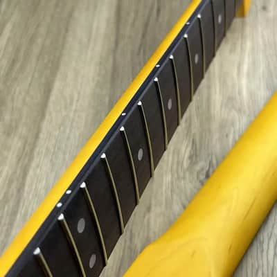 Jaguar Style Guitar Neck with Rosewood Fingerboard, 21 Frets, Aged Yellow image 4