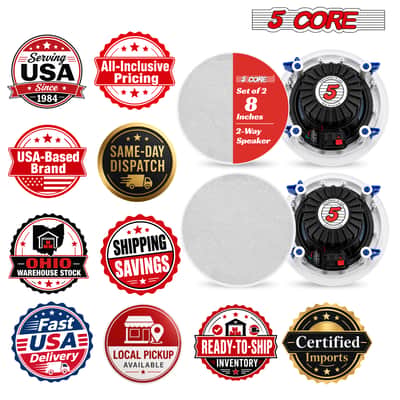 5 Core 8 Inch In-Ceiling In-Wall Speaker 500W 2-Way Pair Flush Mount House Home Theater Speakers image 14