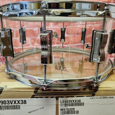 Ludwig *Pre-Order* Vistalite Clear 6.5x14" Zep Bonham Snare Drum Molded Acrylic with Bowtie Lugs | Made in the USA | NEW | Special Order | Authorized Dealer image 6