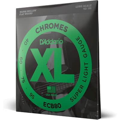 D'Addario ECB80 XL Chromes Flat Wound Bass Guitar Strings - Super Light 40-95 image 1