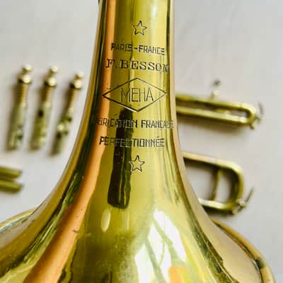 Besson Meha Perfectionée Bb Trumpet – Original Lacquer –  470 XL Bore 1948 - original gold lacquer image 6