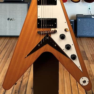 Epiphone 1958 Korina Flying V (White Pickguard) - Aged Natural image 7
