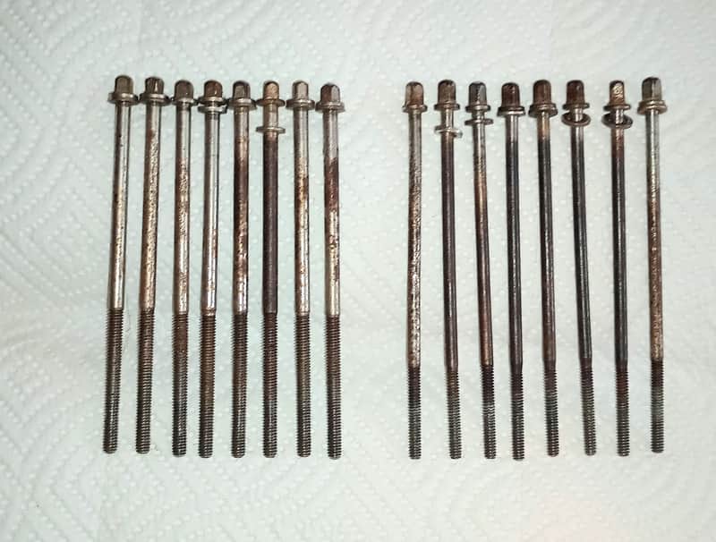 ANTIQUE VINTAGE 1920's/30's DRUM TENSION RODS LOT OF 16 - TARNISHED - FREE SHIP TO C-USA! image 1