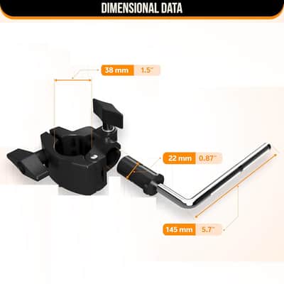 Electronic Drum 4-Way Clamp + L-Bracket Kit - 38mm to 22mm Adapter image 2