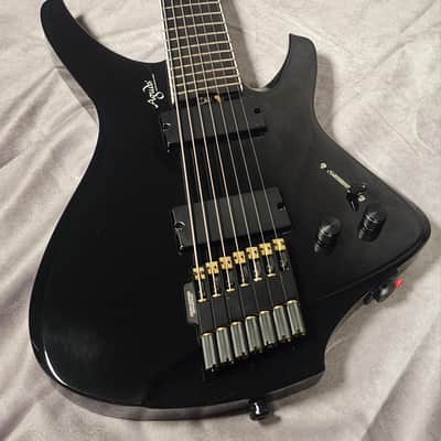 Aguda Black Hole Limited Run 7 String Multiscale 2024 - Gloss Black Headless Guitar image 3
