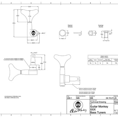 Guitar Monkey 7-String Set Bass Tuning Machine Heads (4l+3r, 3l+4r) Black image 3