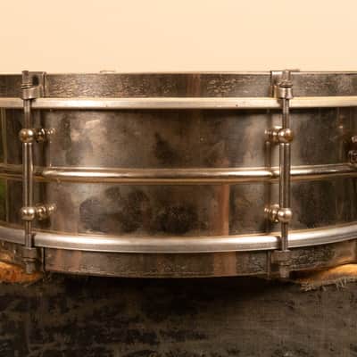 1930s Leedy 5x14 Nickel Over Brass Utility Snare Drum image 4