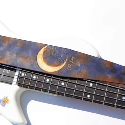 burnyblack custom bass,guitar strap - moon 3 brown/darknavy image 16