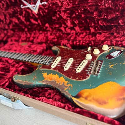 Fender Custom Shop Limited Roasted 1961 Stratocaster Super Heavy Relic - Aged Sherwood Green Metallic over 3 Color Sunburst image 20