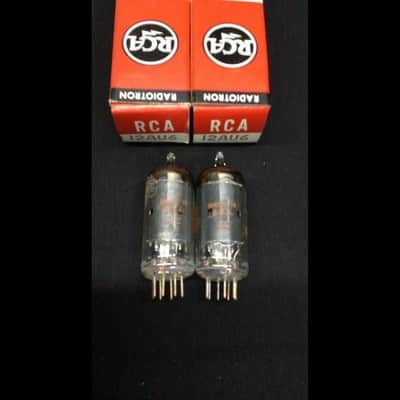 NOS PAIR RCA 12AU6 Vintage Black Plate RADIO VACUUM TUBES Tested 10.9862 image 2