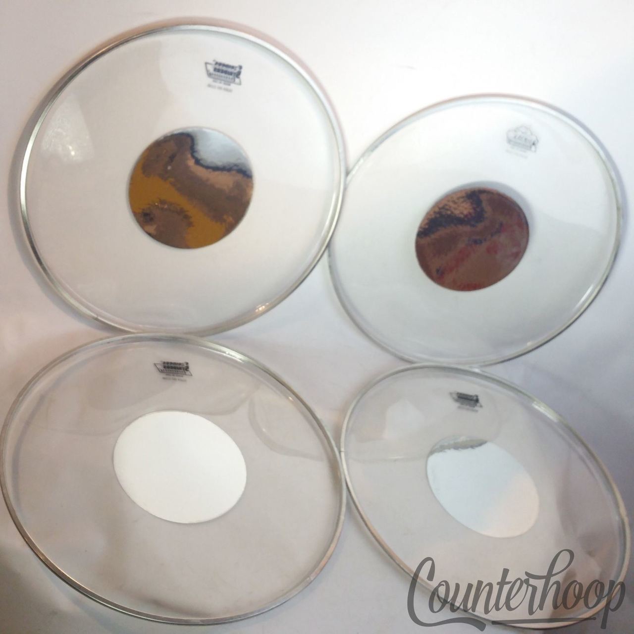 Ludwig 16" 4x Striders Silver Dot Clear Vintage 70s Floor Tom Drum Heads Strider — main photograph