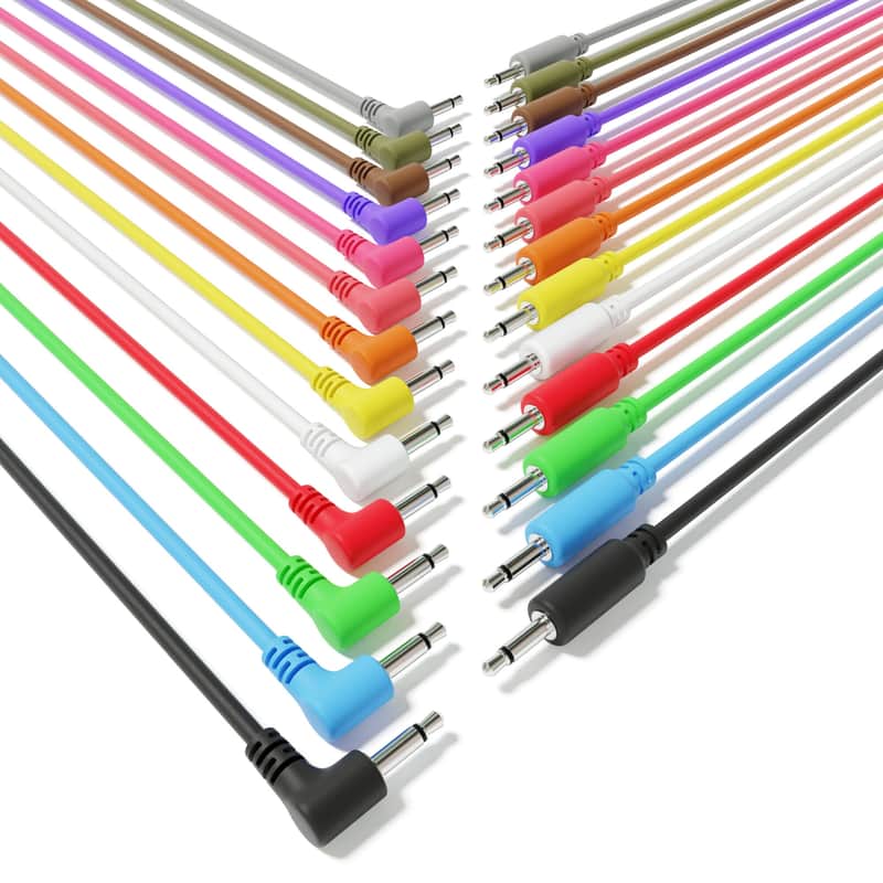 ExcelValley [13-Pack | 120 cm - 47.24"] Hybrid Mono Modular Patch Cables TS 3.5mm 1/8" Eurorack Synth Synthesizer image 1