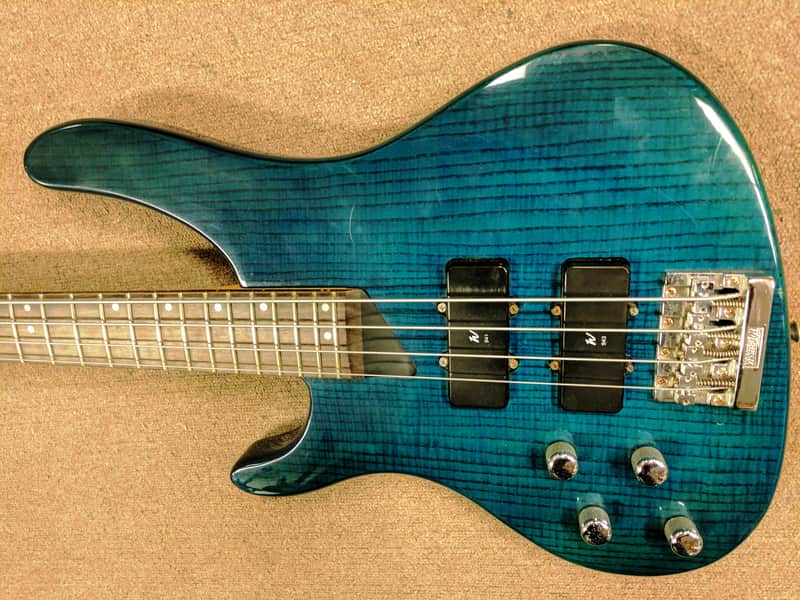 Washburn XB400 Bantam 4 String Left Handed Bass Guitar, Teal Blue