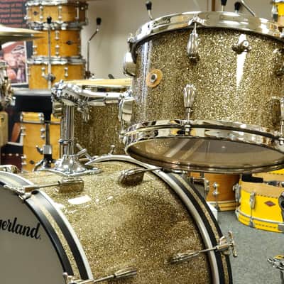 Slingerland 12/14/20 Radio King 3-ply Drum Set - Gold Glass Glitter with Repro Set-o-Matic Tom Holder image 2