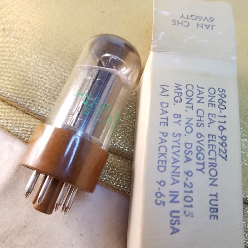 Sylvania Perfect 0% Tight Matched Pair (2) JAN-CHS-6V6GTY tNOS AT1000 TESTED Vacuum Tubes brown base military Premium Beam Power 6V6 1949-1967 image 1
