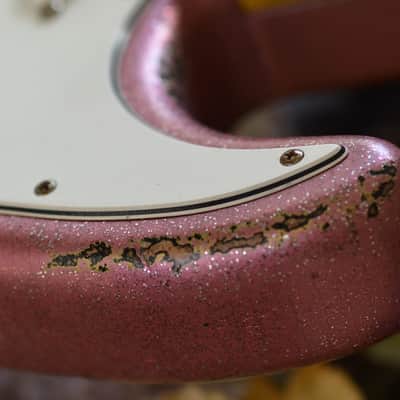 American Fender Custom Stratocaster Relic Nitro Faded Pink Sparkle image 9