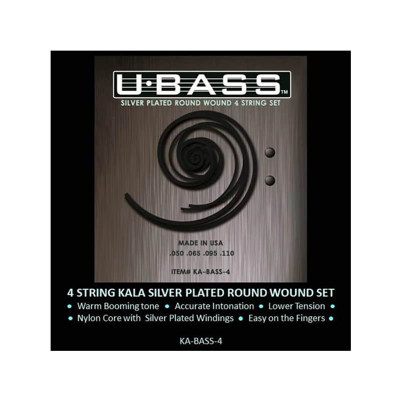 Kala U-Bass Silver Plate Round Wound Strings Set image 1