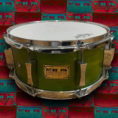 Pork Pie 5.5 x 12-inch Maple Snare in Transparent Green Finish (2003) image 1