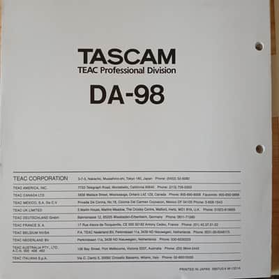 Owner's Manual In Italian for TASCAM DA-98 D.A.T TEAC Professional Division 1996 image 14