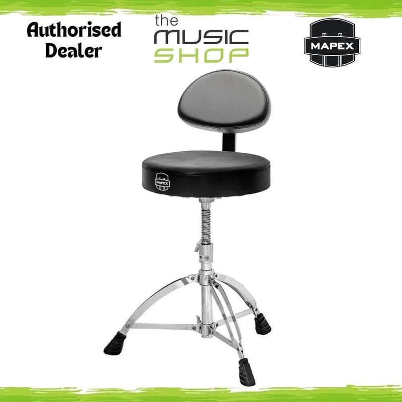Mapex T700 Round Seat Drum Throne with Back Rest, Threaded Rod Adjustable Stool image 1