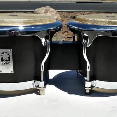 Toca Custom Deluxe Wood Bongo Set 7" and 8 .5" - Matte Grey Finish - PV MUSIC Drum Shop Inspected Tuned and Tested - Play / Sound Great - Excellent (Near Mint) Cosmetic Condition image 11