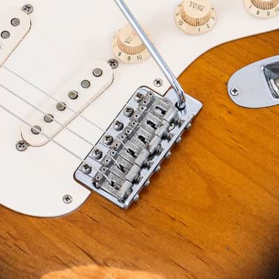 1999 Fender American Vintage ‘57 Stratocaster Sunburst Relic w/ Custom Shop Pickups, Tweed Case image 8