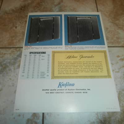 Vintage 1971 Kasino Amplifier Catalog! Case Candy, Original Paperwork! image 3