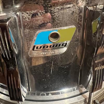 RARE Ludwig Coliseum Chrome (12 lug) snare 70s Blue/Olive badge - Chrome Over Wood image 2