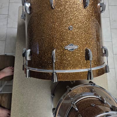 Pearl BCX924XSP/C357 Masters BCX 10x8 / 12x9 / 16x16 / 22x18" 4pc Shell + 14x6.5" matching snarePack 2014 - 2015 - Golden Bronze Glitter image 3