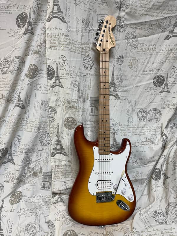 2024 Squier HSS Stratocaster Sienna Sunburst Flame Maple Top RARE!! image 1