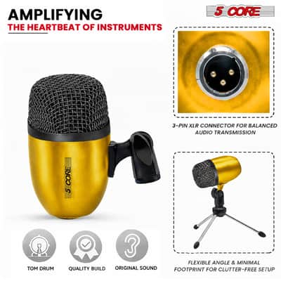 5 Core Conga Mic Snare Tom Set Professional XLR Cardioid Unidirectional Instrument Microphone Kit image 5