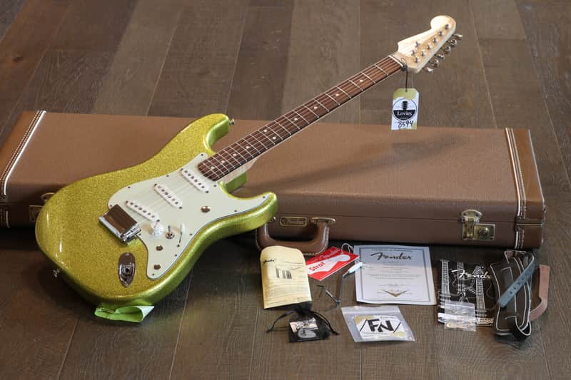 Minty! 2008 Fender Dick Dale Stratocaster Chartreuse Sparkle + COA OHSC image 1