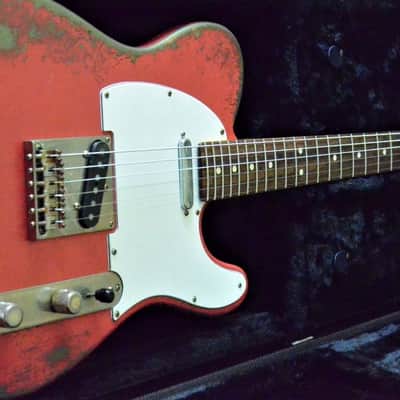 American Fender Telecaster Heavy Relic  Fiesta Red on Jade Green Metallic Custom Shop Pickups image 14