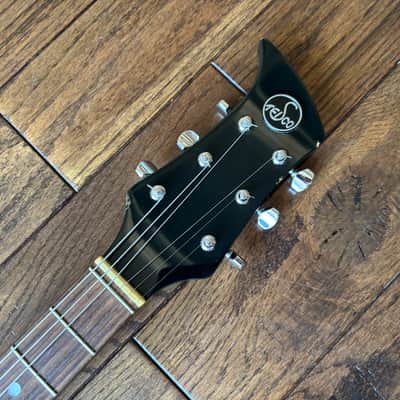 1999 Teisco May Queen Semi-Hollow Electric Guitar Tremolo Black MIJ Japan vox image 9