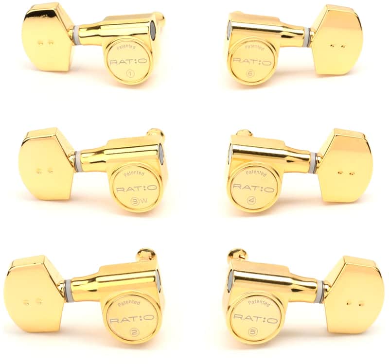 Graph Tech PRN-2411-GO Ratio Acoustic 3+3 Tuned Machine Heads - Contemporary Style / Gold Finish image 1