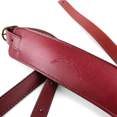 Walker & Williams C-18-BRD Bourbon Red Leather Vintage Slash Strap w/Deluxe Suede Pad Extra Long image 2
