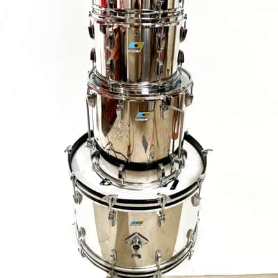 Ludwig 1970s Stainless Steel Drum Kit 24" 16" 13" 12" Big Beat shell pack image 3