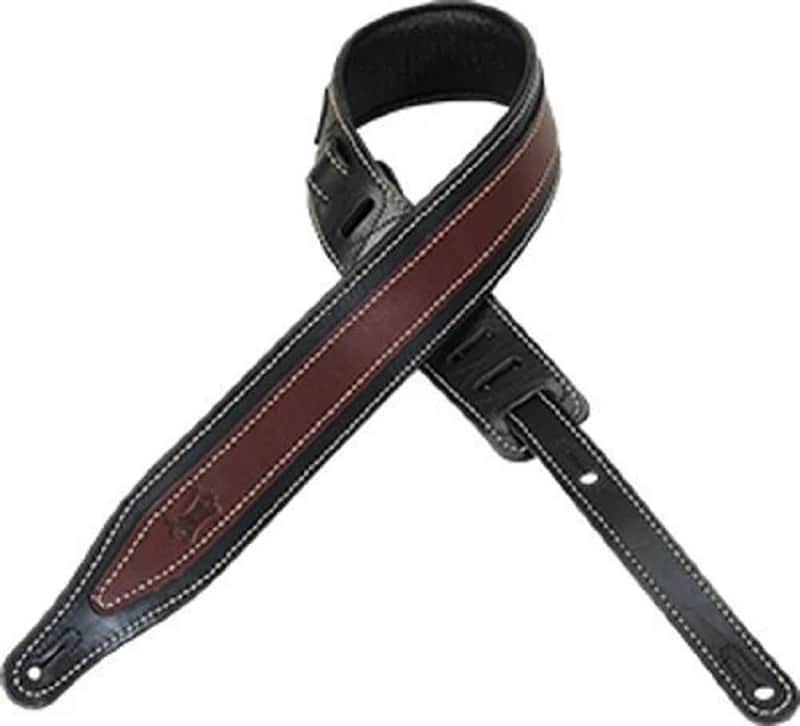 Levy's MV17TT Black/Burgundy Deluxe Leather Strap image 1