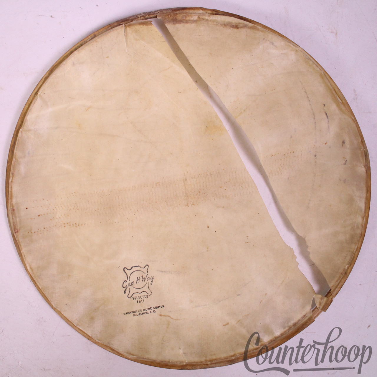 George Geo H Way 14"Calf Skin Snare Drum Slunk Head Batter/Resonant Vintage 6ply — main photograph
